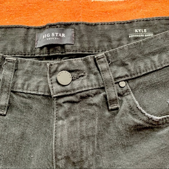 Nordstrom Big Star | Kyle Boyfriend Distressed Black Denim Shorts | 27 - Picture 2 of 6